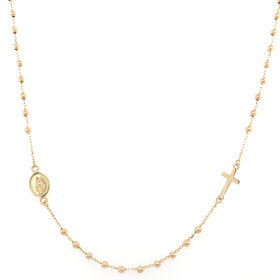60188 14K YELLOW GOLD SIDEWAY ROSARY NECKLACE 17''