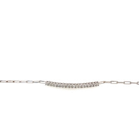 20370 14K WHITE GOLD .60TCW DIAMOND BAR PAPERCLIP BRACELET