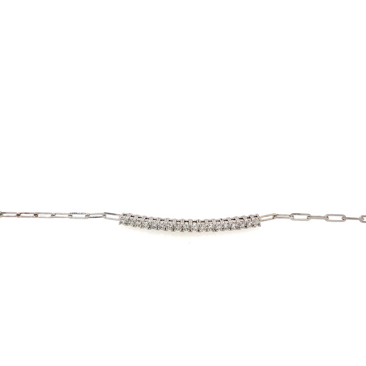20370 14K WHITE GOLD .60TCW DIAMOND BAR PAPERCLIP BRACELET