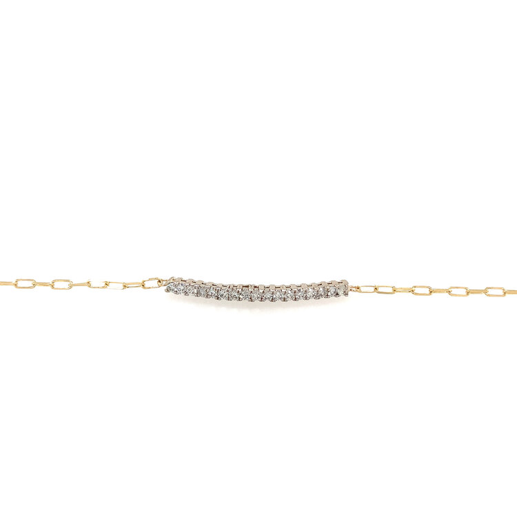 20369 14K YELLOW GOLD .60TCW DIAMOND BAR PAPERCLIP BRACELET