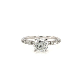 475385 18K WHITE GOLD 1.07CT CENTER SPECIAL  88 CUT H COLOR I1   .27CT DIAMOND HIDDEN HALO ENGAGEMENT RING