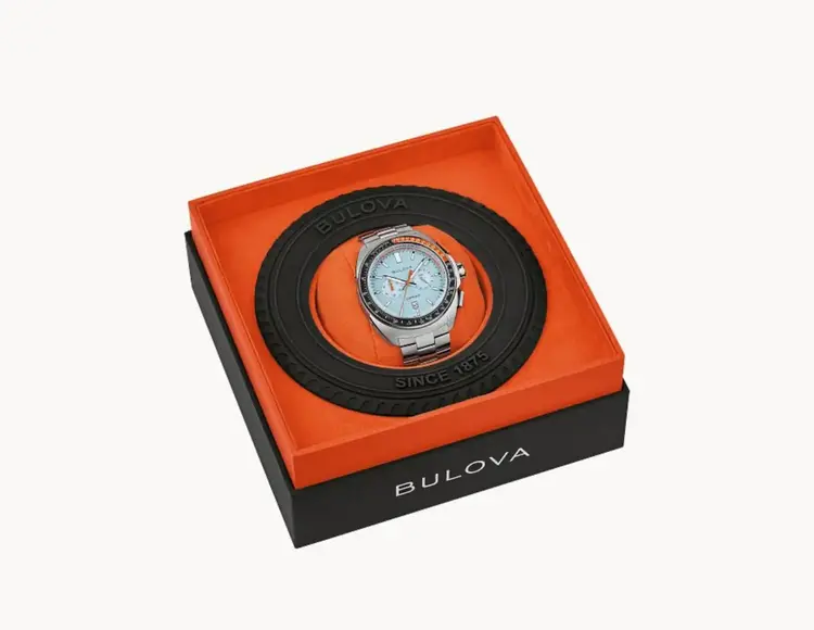 BULOVA STAINLESS STEEL RACER CHRONOGRAPH BLUE DIAL MEN'S WATCH