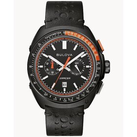 Bulova BULOVA RACER CHRONOGRAPH  BLACK DIAL AND LEATHER BAND MEN'S WATCH