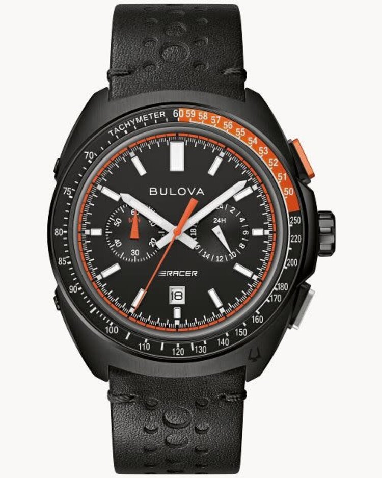 Bulova BULOVA RACER CHRONOGRAPH  BLACK DIAL AND LEATHER BAND MEN'S WATCH