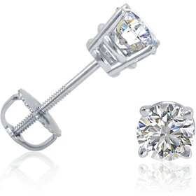31328 14K WHITE GOLD .57CT ROUND DIAMOND 4-PRONG SCREWBACKS