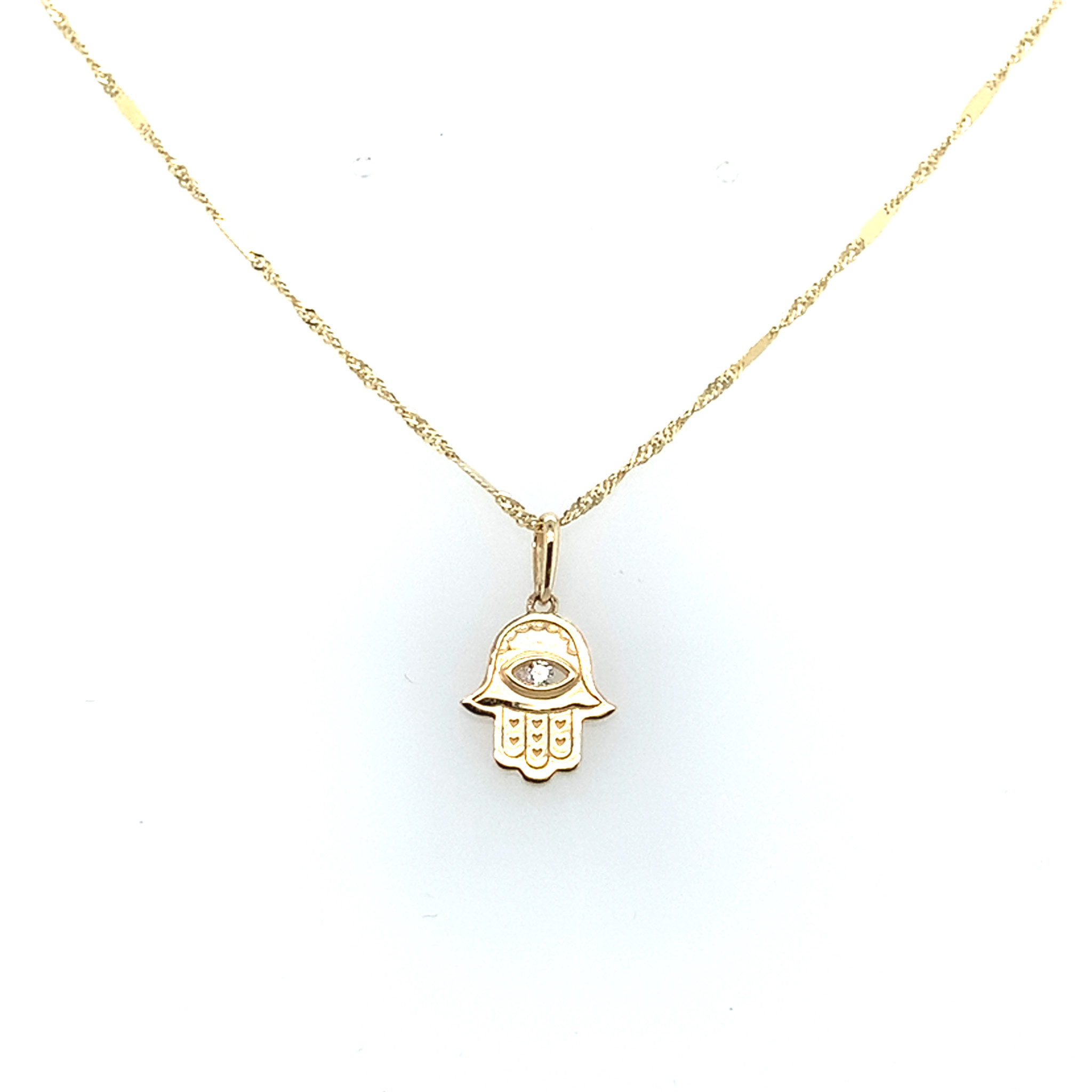 14k Yellow Gold Hamsa Hand Charm with Cubic Zirconia 14k Yellow Gold Hamsa Hand Charm with Cubic Zirconia