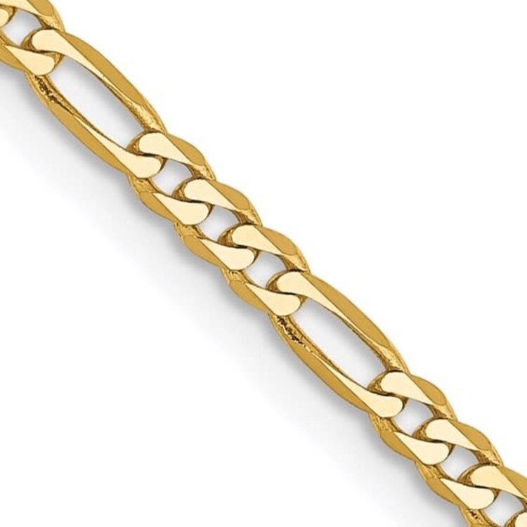 50433 14K YELLOW GOLD 22” HIGH POLISH FIGARO LINK CHAIN 3mm