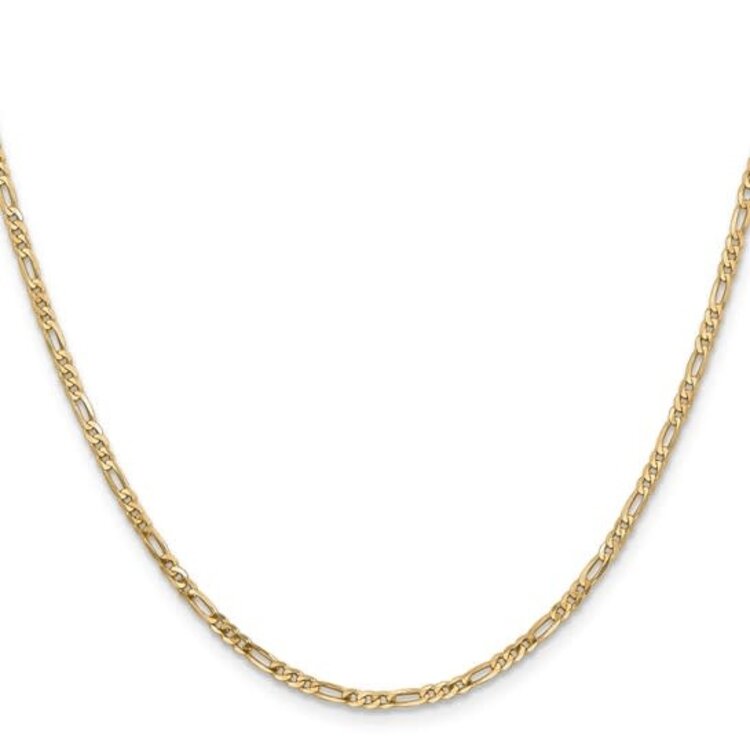 50433 14K YELLOW GOLD 22” HIGH POLISH FIGARO LINK CHAIN 3mm