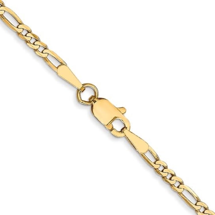 50433 14K YELLOW GOLD 22” HIGH POLISH FIGARO LINK CHAIN 3mm