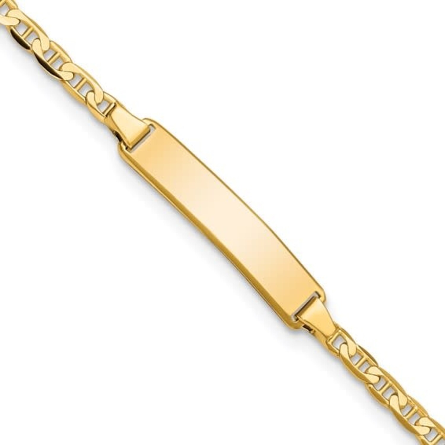 14K Gold Two Tone Mariner Fancy Link Baby ID Bracelet