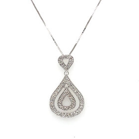 70440 14K WHITE GOLD.20TCW DOUBLE OPEN PEAR SHAPE DIAMOND PENDANT SET