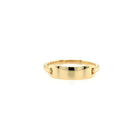 40404 14K YELLOW GOLD ID BAR BEADED SHANK HIGH POLISH RING