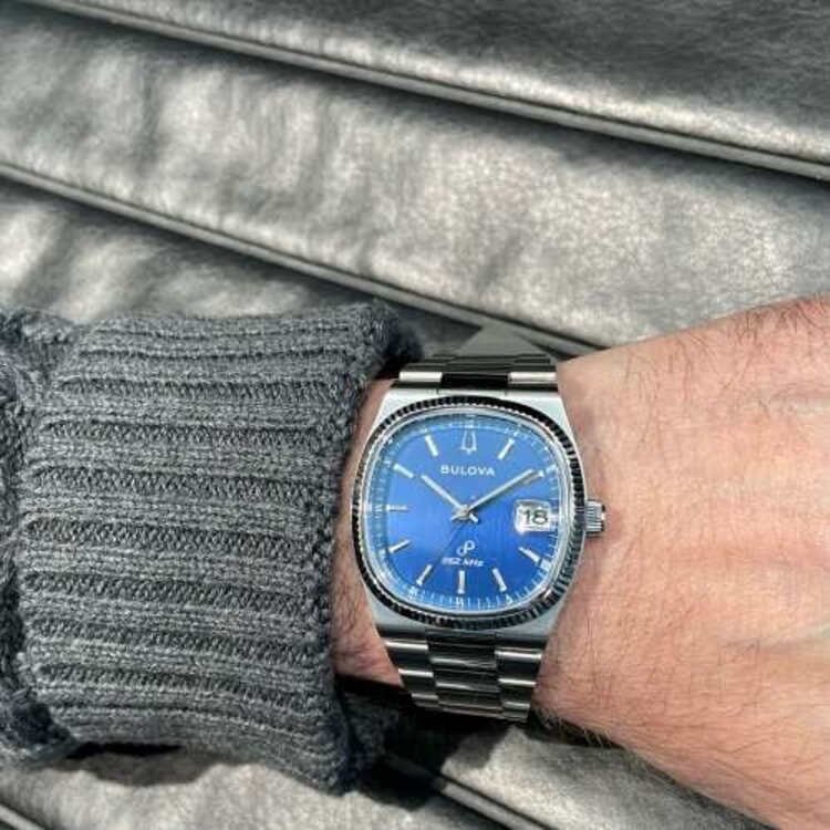 Bulova Super Seville Blue Dial Stainless Steel Mens Watch