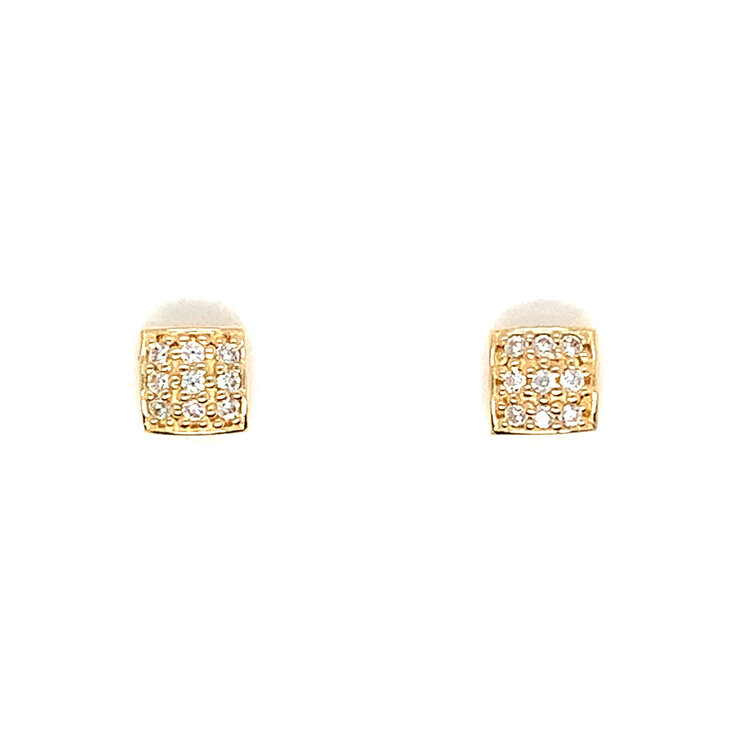 311354 14K YELLOW GOLD CUBIC ZIRCONIA SQUARE PUFFY SCREW BACK STUDS 4.65MM
