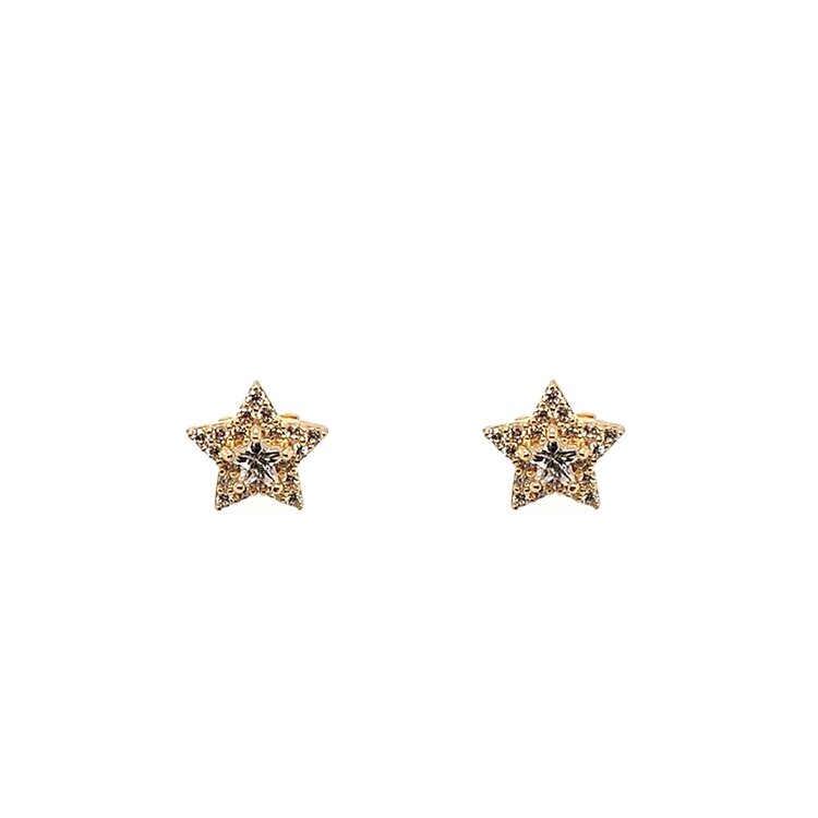 311353 14K YELLOW GOLD CUBIC ZIRCONIA STAR PUSH BACK STUDS
