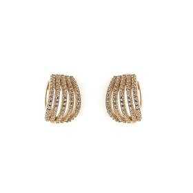 311352 14K YELLOW GOLD CUBIC ZIRCONIA FIVE OPEN ROW HUGGIES