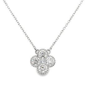 70533 14K WHITE GOLD 18'' 1.10CT F VVS LAB GROWN CLOVER MILGRAM EDGE NECKLACES