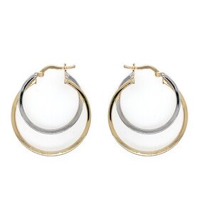 31356 14K TWO TONE MEDIUM HOOP WITHIN HOOP HIGH POLISHED EARRINGS
