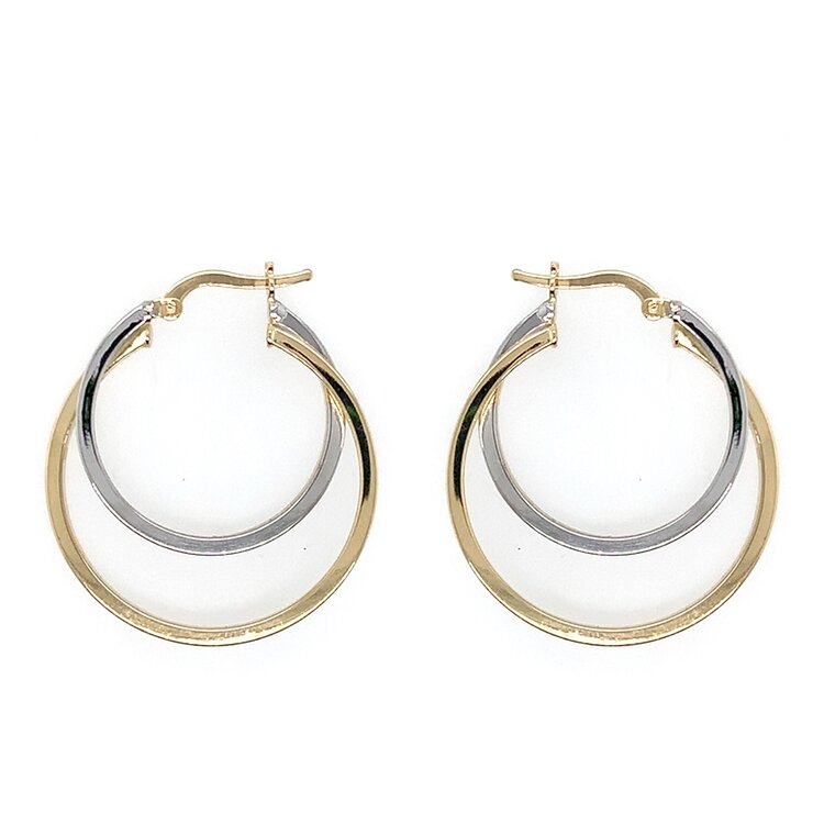31356 14K TWO TONE MEDIUM HOOP WITHIN HOOP HIGH POLISHED EARRINGS
