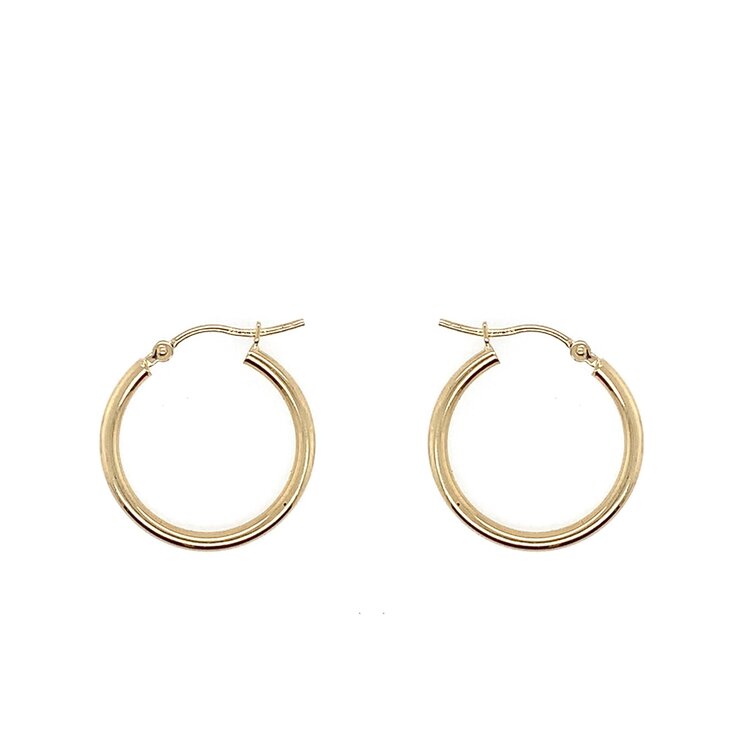 31360 14K YELLOW GOLD SMALL HIGH POLISH PLAIN HOOPS