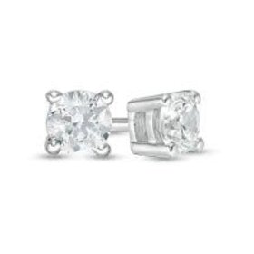 31348 14K WHITE GOLD BEADED FOUR PRONG ROUND EMERALD  STUDS