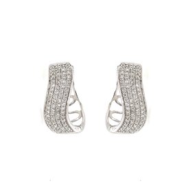 31376 14K WHITE GOLD .44CT DIAMOND PAVE SWIRL HUGGIES