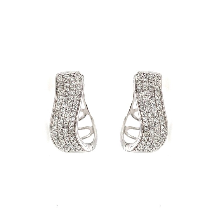 31376 14K WHITE GOLD .44CT DIAMOND PAVE SWIRL HUGGIES
