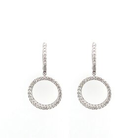 31379 14K WHITE GOLD .70CT DIAMOND HUGGIES WITH DROP OPEN CIRCLE