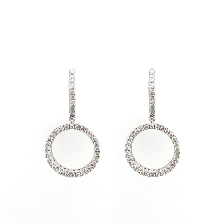 31379 14K WHITE GOLD .70CT DIAMOND HUGGIES WITH DROP OPEN CIRCLE