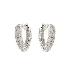 31378 14K WHITE GOLD 1CT DIAMOND IN/OUT HEART SHAPED HOOPS