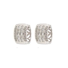 31377 14K WHITE GOLD .17CT DIAMOND 4 ROW WIDE HUGGIES