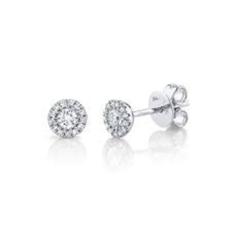 31382 14K WHITE GOLD .90TCW ROUND DIAMOND HALO STUDS