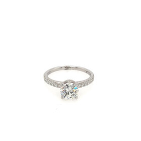 475264 18K WHITE GOLD .94CT CENTER H COLOR I1-2 DIAMOND WITH TWO DIAMOND ON SIDES ENGAGEMENT RING