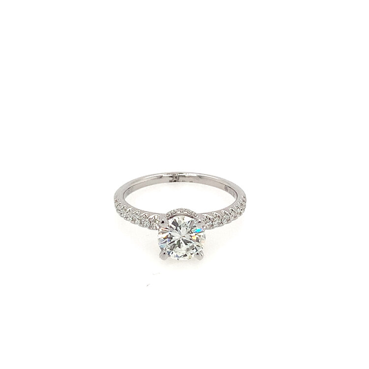 475264 18K WHITE GOLD .94CT CENTER H COLOR I1-2 DIAMOND WITH TWO DIAMOND ON SIDES ENGAGEMENT RING