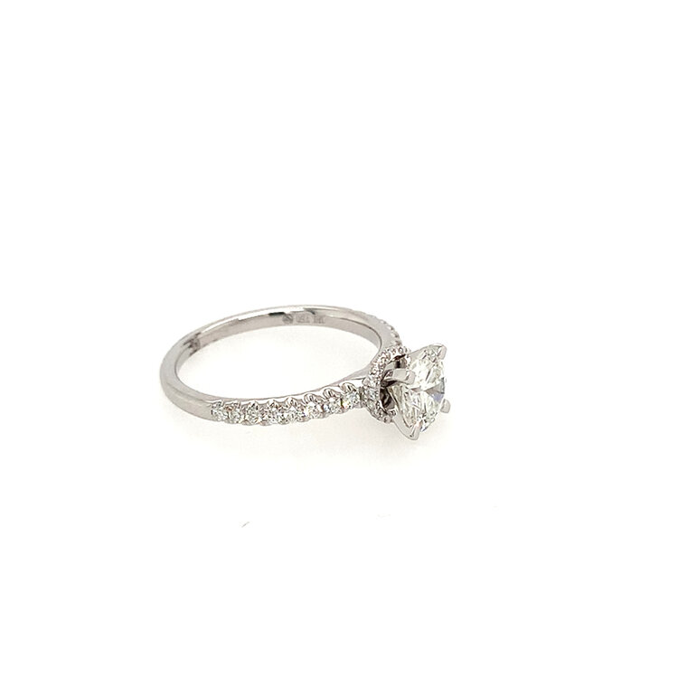 475264 18K WHITE GOLD .94CT CENTER H COLOR I1-2 DIAMOND WITH TWO DIAMOND ON SIDES ENGAGEMENT RING