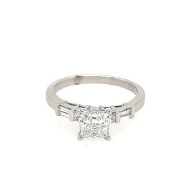 475396 PLATINUM 1.16CT (D/VS1) PRINCESS CUT LAB GROWN DIAMOND WITH BAGUETTE SETTING ENGAGEMENT RING