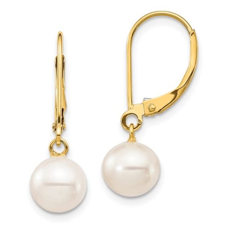 31390 14K YELLOW GOLD 5-6MM PEARL HANGING EARRINGS