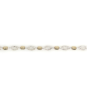 20388 14K TWO TONE DIAMOND CUT OPEN MARQUISE SHAPE LINK BRACELET