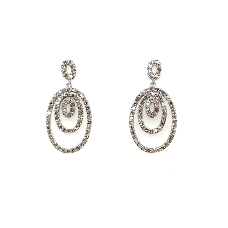 32419 14K WHITE GOLD TRIPLE OVAL .80TCW DIAMOND EARRINGS