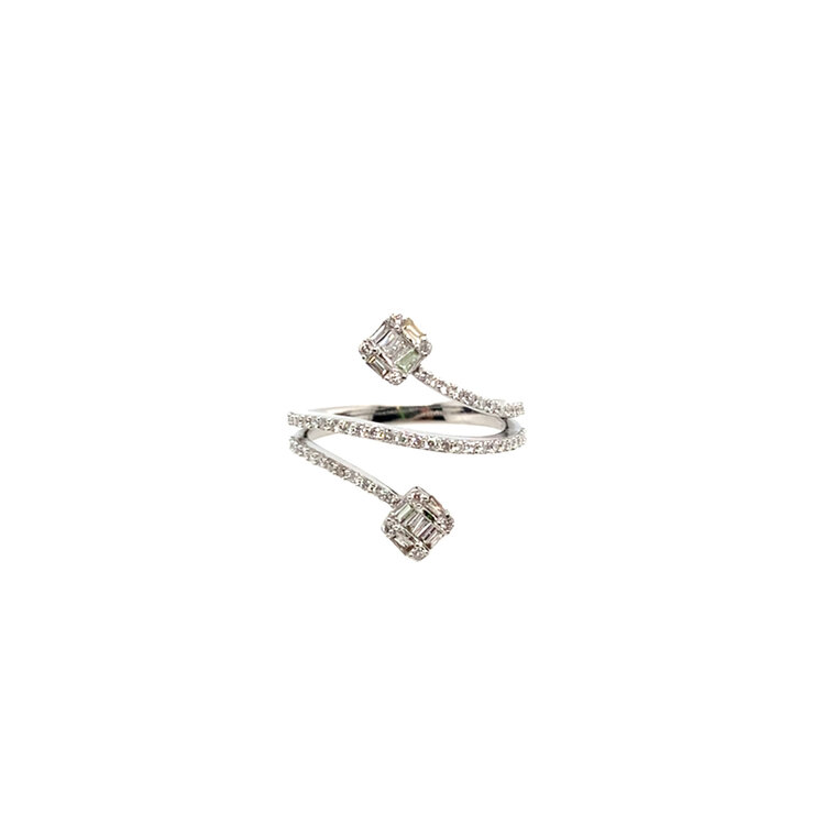 40329 14K WHITE GOLD .45CTW DIAMOND BAGUETTE SPLIT BAND FASHION RING