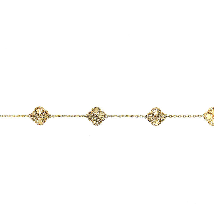 20389 14K YELLOW GOLD 5 STARBURST 12MM CLOVER BRACELET