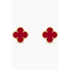 31392 14K YELLOW GOLD 13MM RED CLOVER STUDS