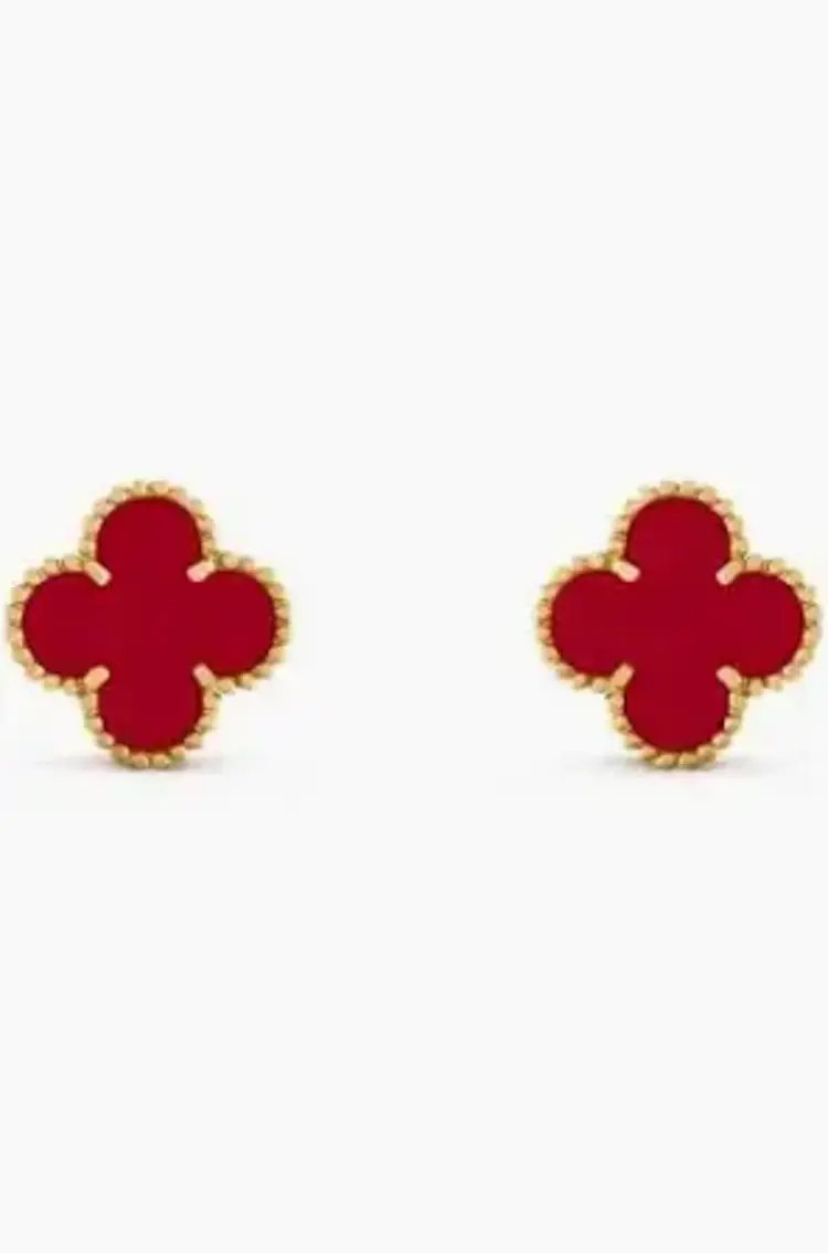 31392 14K YELLOW GOLD 13MM RED CLOVER STUDS