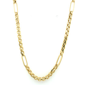 60192 14K 24'' YELLOW GOLD ROUNDED BOX WITH OPEN LINKS NECKLACE