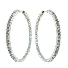 31394 14K WHITE GOLD 4CT DIAMOND INSIDE OUT HOOPS