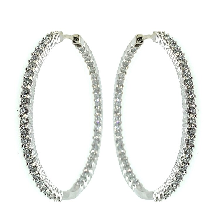 31394 14K WHITE GOLD 4CT DIAMOND INSIDE OUT HOOPS