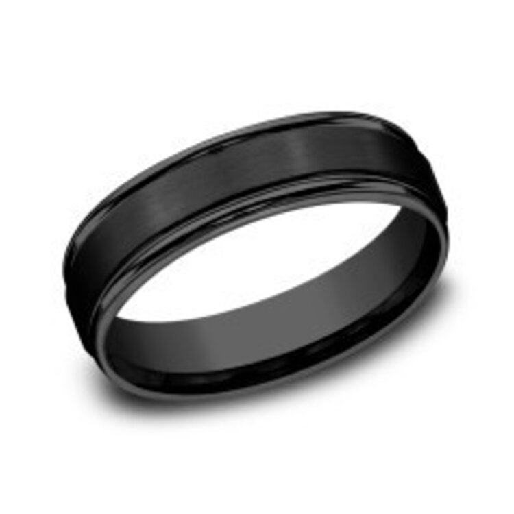 475399 BENCHMARK BLACK TITANIUM 6MM SATIN CENTER WITH ROUNDED EDGES SIZE 8.5 MENS RING