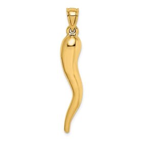 78099 14K YELLOW GOLD HOLLOW ITALIAN HORN 1.75''