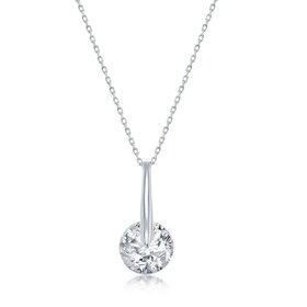 M-6267 Sterling Silver Spinning Round Cubic Zirconia Necklace