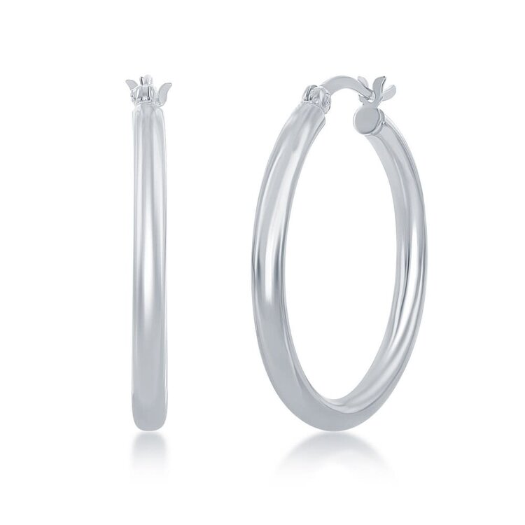 SE-330 S/S HIGH POLISHED 3X3MM HOOP EARRINGS